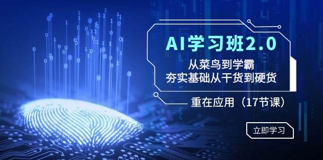AI学习班2.0：从菜鸟到学霸，夯实基础从干货到硬货，重在应用（17节课）-宇文网创