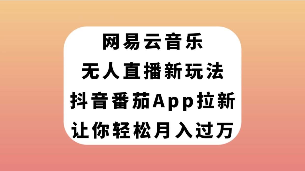 （7599期）网易云音乐无人直播新玩法，抖音番茄APP拉新，让你轻松月入过万-宇文网创