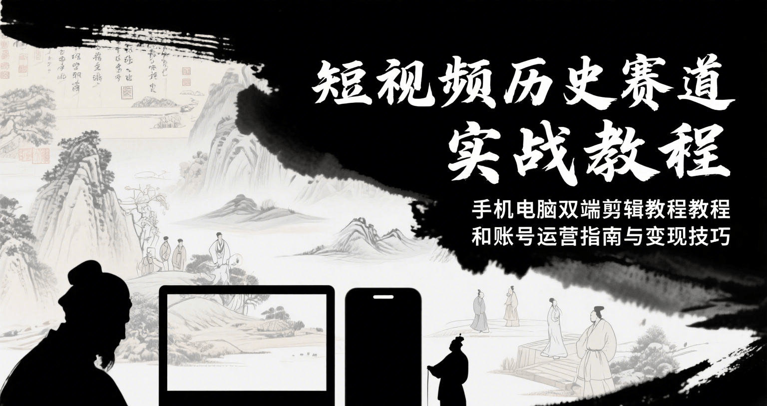 短视频历史赛道实战教程，手机电脑双端剪辑教程和账号运营指南与变现技巧-宇文网创