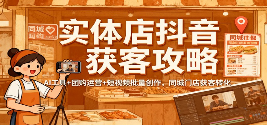 实体店抖音获客攻略:AI工具+团购运营+短视频批量创作,同城门店获客转化-宇文网创