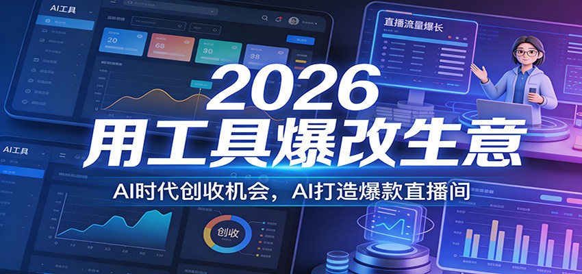 2026用工具爆改生意，AI时代创收机会，AI打造爆款直播间-宇文网创