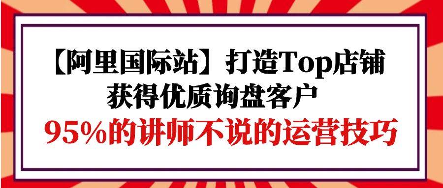 （9976期）【阿里国际站】打造Top店铺-获得优质询盘客户，95%的讲师不说的运营技巧-宇文网创