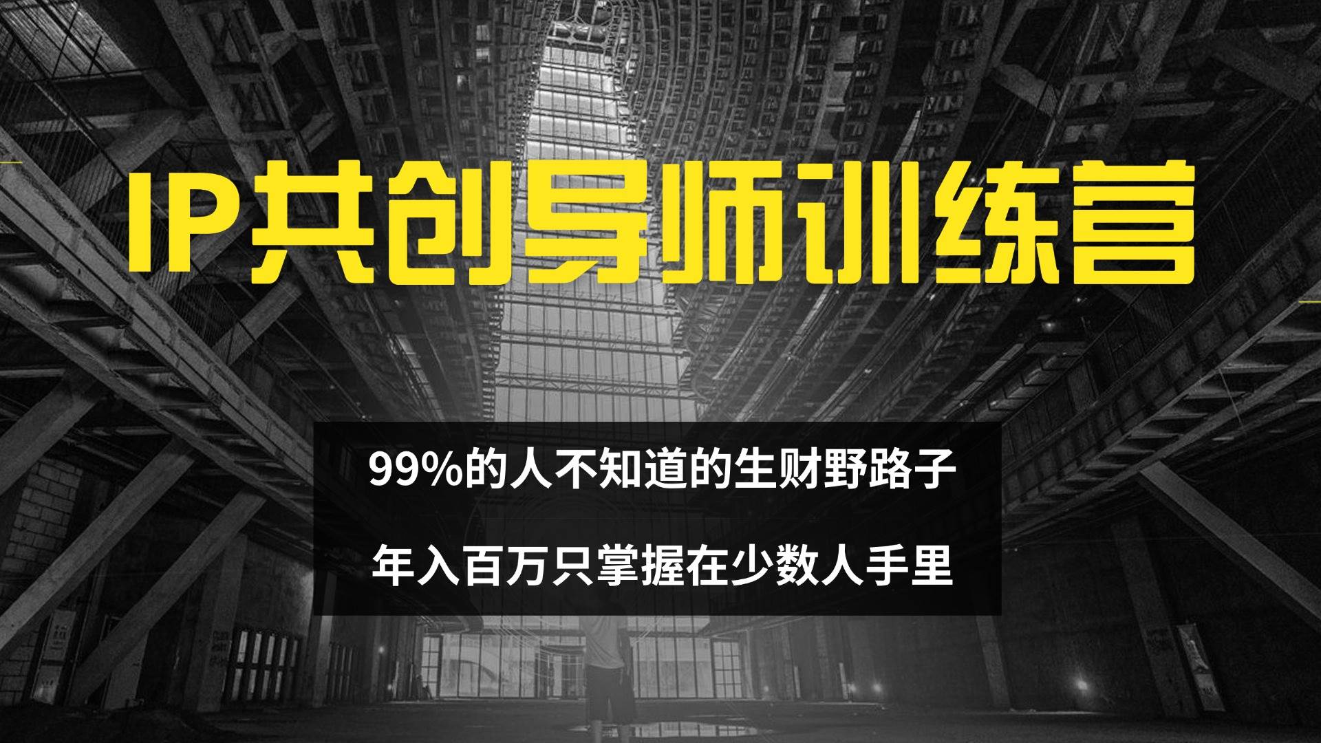 （12504期）IP共创导师训练营 99%的人不知道的生财野路子 只掌握在少数人手里-宇文网创