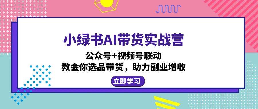 （12848期）小绿书AI带货实战营：公众号+视频号联动，教会你选品带货，助力副业增收-宇文网创