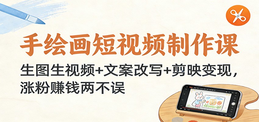 手绘画短视频制作课：生图生视频+文案改写+剪映变现，涨粉赚钱两不误-宇文网创