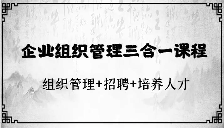 企业组织管理三合一课程：组织管理+招聘+培养人才-宇文网创