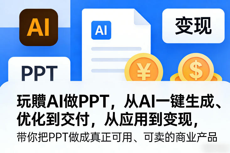 玩賺AI做PPT，从AI一键生成、优化到交付，从应用到变现，带你把PPT做成真正可用、可卖的商业产品-宇文网创