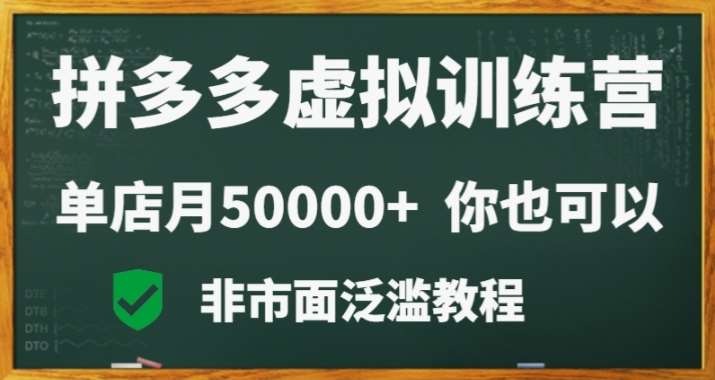 拼多多虚拟电商训练营月入30000+你也行，暴利稳定长久，副业首选-宇文网创