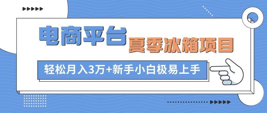 （10934期）电商平台夏季冰箱项目，轻松月入3万+，新手小白极易上手-宇文网创