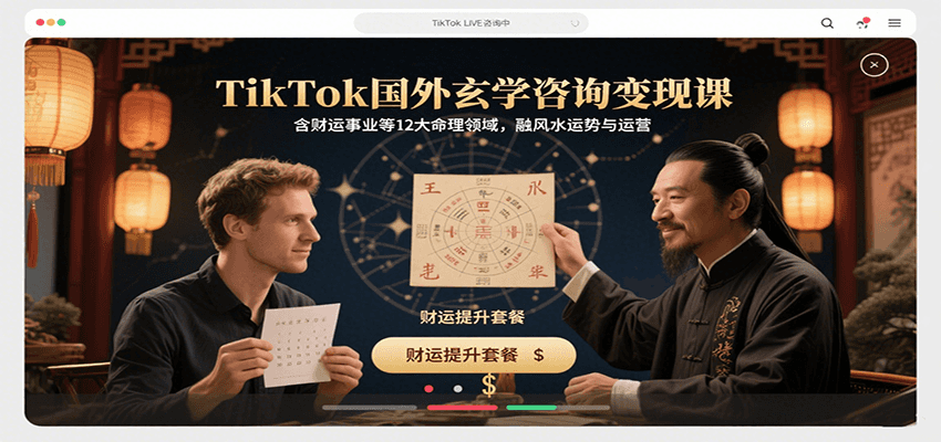 TikTok国外玄学咨询变现课，含财运事业等12大命理领域，融风水运势与运营-宇文网创