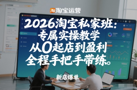2026淘宝私家班：专属实操教学，从0起店到盈利，全程手把手带练-宇文网创
