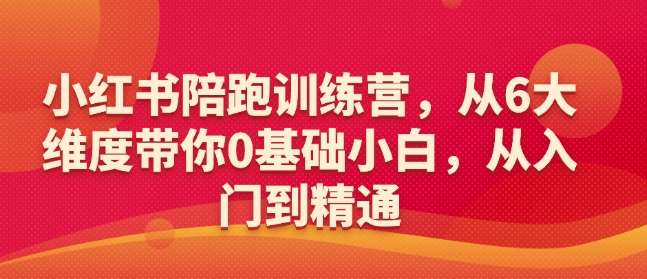 小红书陪跑训练营，从6大维度带你0基础小白，从入门到精通-宇文网创