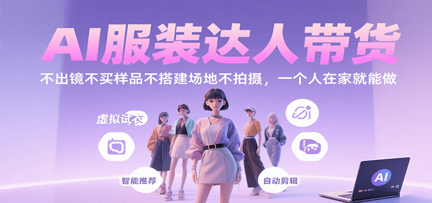 AI服装达人带货，不出镜不买样品不搭建场地不拍摄，一个人在家就能做-宇文网创