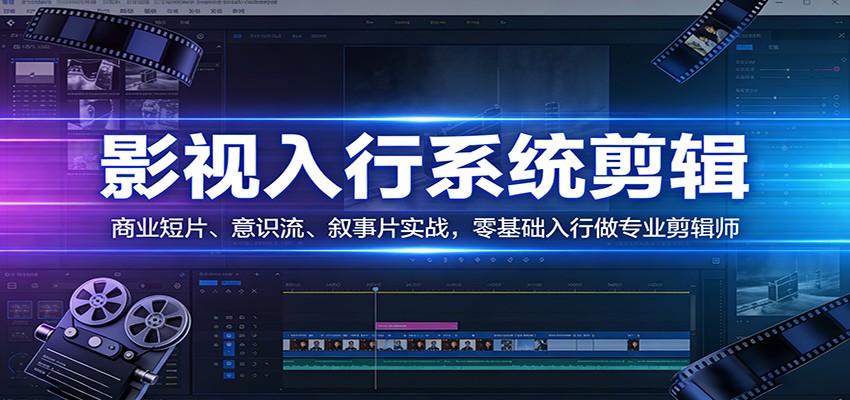 影视系统剪辑，商业短片、意识流、叙事片实战，零基础入行做专业剪辑师-宇文网创