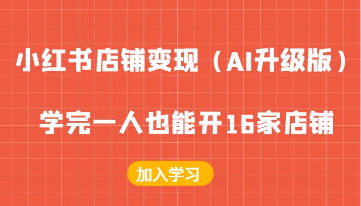 小红书店铺变现（AI升级版），学完一人也能开16家店铺-宇文网创