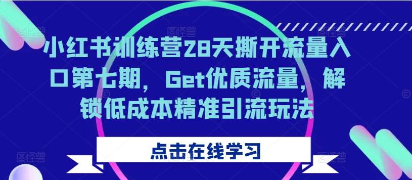 小红书训练营28天撕开流量入口第七期，Get优质流量，解锁低成本精准引流玩法-宇文网创