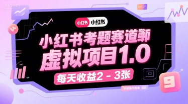 小红书考题赛道虚拟项目1.0,项目操作简单,每天收益2-3张-宇文网创