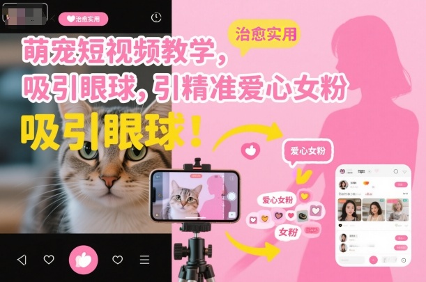 萌宠短视频教学，吸引眼球，引精准爱心女粉-宇文网创