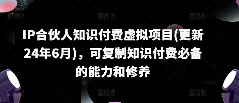 IP合伙人知识付费虚拟项目(更新24年6月)，可复制知识付费必备的能力和修养-宇文网创