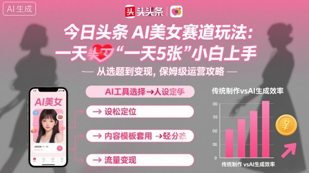 今日头条AI美女赛道玩法,一天轻松5张,小白轻松上手-宇文网创