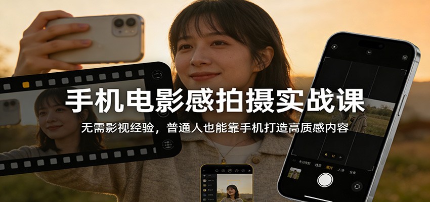 手机电影感拍摄实战课：无需影视经验，普通人也能靠手机打造高质感内容-宇文网创