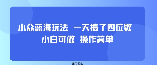 小众蓝海玩法 一天搞了四位数 小白可做 操作简单-宇文网创