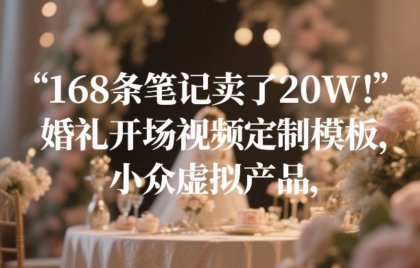 168条笔记卖了20W！婚礼开场视频定制模板，小众虚拟产品-宇文网创