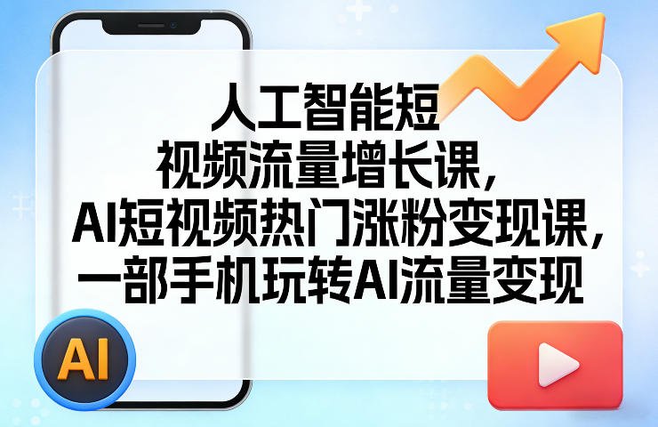人工智能短视频流量增长课，AI短视频热门涨粉变现课，一部手机玩转AI流量变现-宇文网创