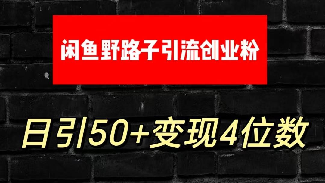 大眼闲鱼野路子引流创业粉，日引50+单日变现四位数-宇文网创