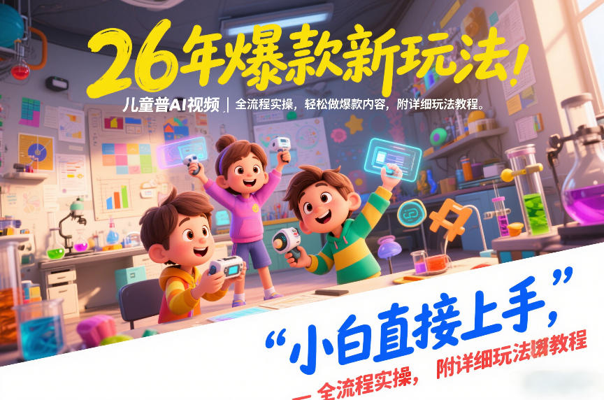 26年爆款新玩法，儿童科普AI视频，全流程实操，轻松做爆款内容，小白直接上手，附详细玩法教程-宇文网创