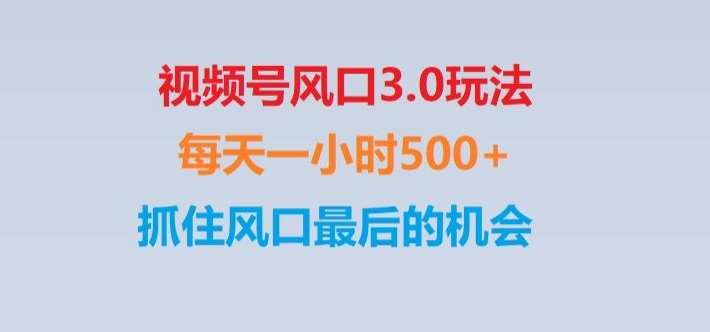视频号风口3.0玩法单日收益1000+,保姆级教学,收益太猛,抓住风口最后的机会【揭秘】-宇文网创