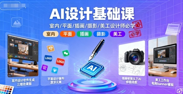 AI设计基础课,室内、平面、插画、摄影、美工设计师必学的-宇文网创