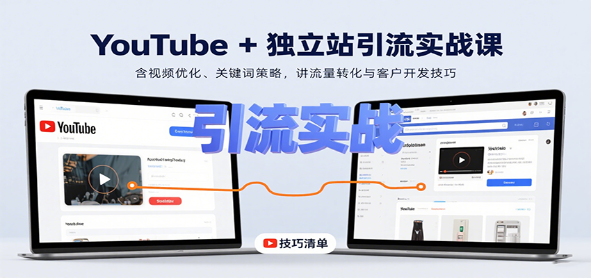 YouTube+独立站引流实战课：含视频优化、关键词策略，讲流量转化与客户开发技巧-宇文网创