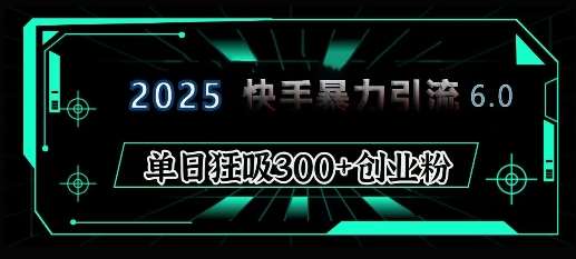 2025年快手6.0保姆级教程震撼来袭，单日狂吸300+精准创业粉-宇文网创