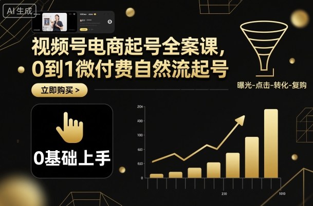 视频号电商起号全案课,0到1微付费自然流起号-宇文网创