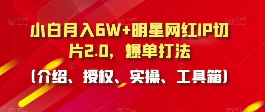 小白月入6W+明星网红IP切片2.0，爆单打法（介绍、授权、实操、工具箱）【揭秘】-宇文网创