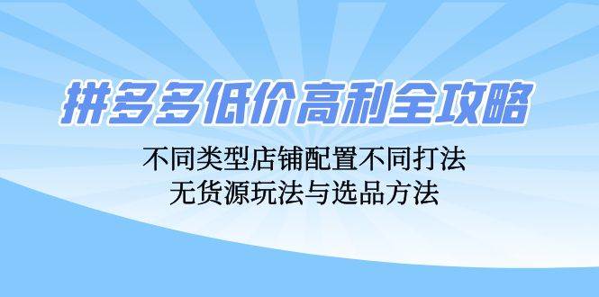 （12897期）拼多多低价高利全攻略：不同类型店铺配置不同打法，无货源玩法与选品方法-宇文网创