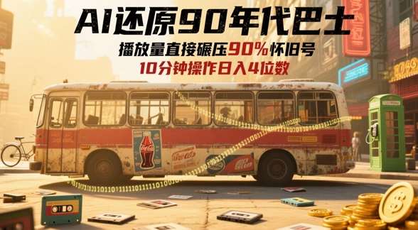 AI还原90年代巴士，一帧就让70后泪崩，播放量直接碾压90%怀旧号，每天操作十分钟，日入四位数-宇文网创