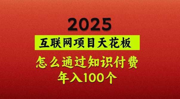 2025项目天花板，普通怎么通过知识付费翻身，年入百个【揭秘】-宇文网创
