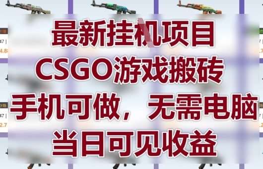 最新挂G项目，CSGO游戏搬砖，手机可做，无需电脑，当日见收益【揭秘】-宇文网创