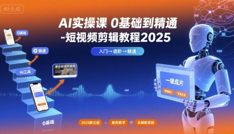 AI实操课0基础到精通-短视频剪辑教程2025-宇文网创