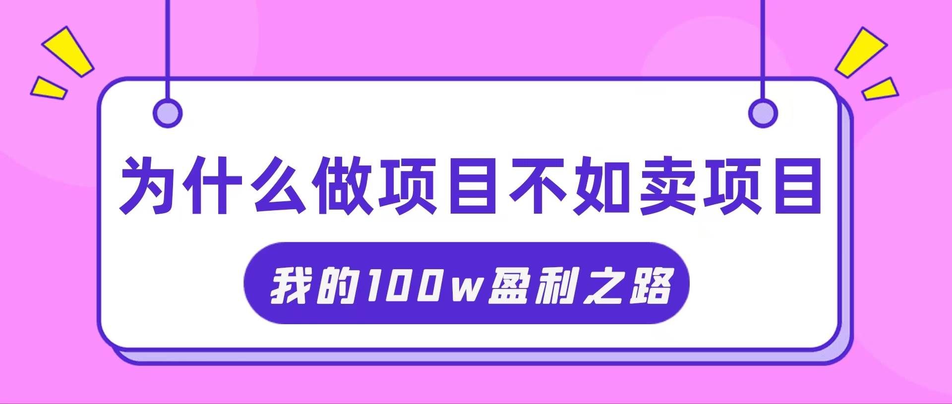 （11893期）抓住互联网创业红利期，我通过卖项目轻松赚取100W+-宇文网创
