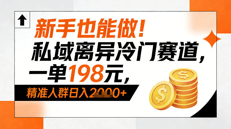 新手也能做！私域离异冷门赛道，一单198，精准人群日入1k+-宇文网创