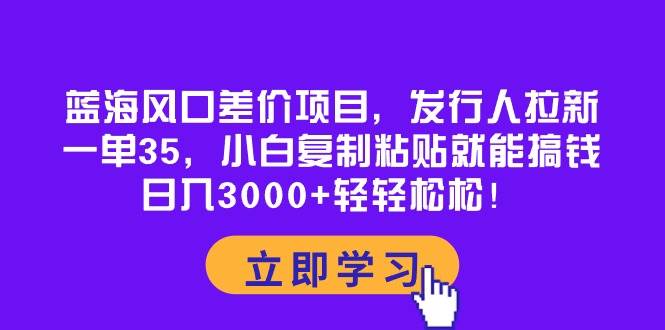 （10272期）蓝海风口差价项目，发行人拉新，一单35，小白复制粘贴就能搞钱！日入30...-宇文网创