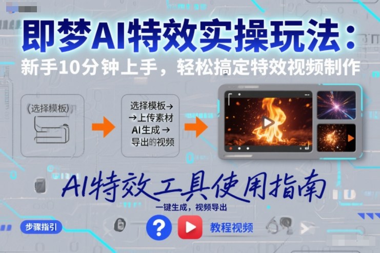 即梦AI特效实操玩法：新手10分钟上手，轻松搞定特效视频制作-宇文网创