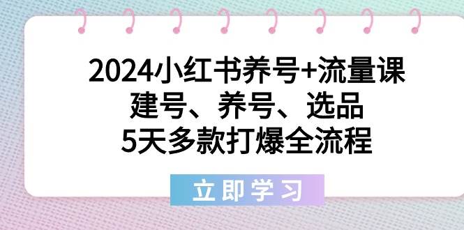 （8974期）2024小红书养号+流量课：建号、养号、选品，5天多款打爆全流程-宇文网创