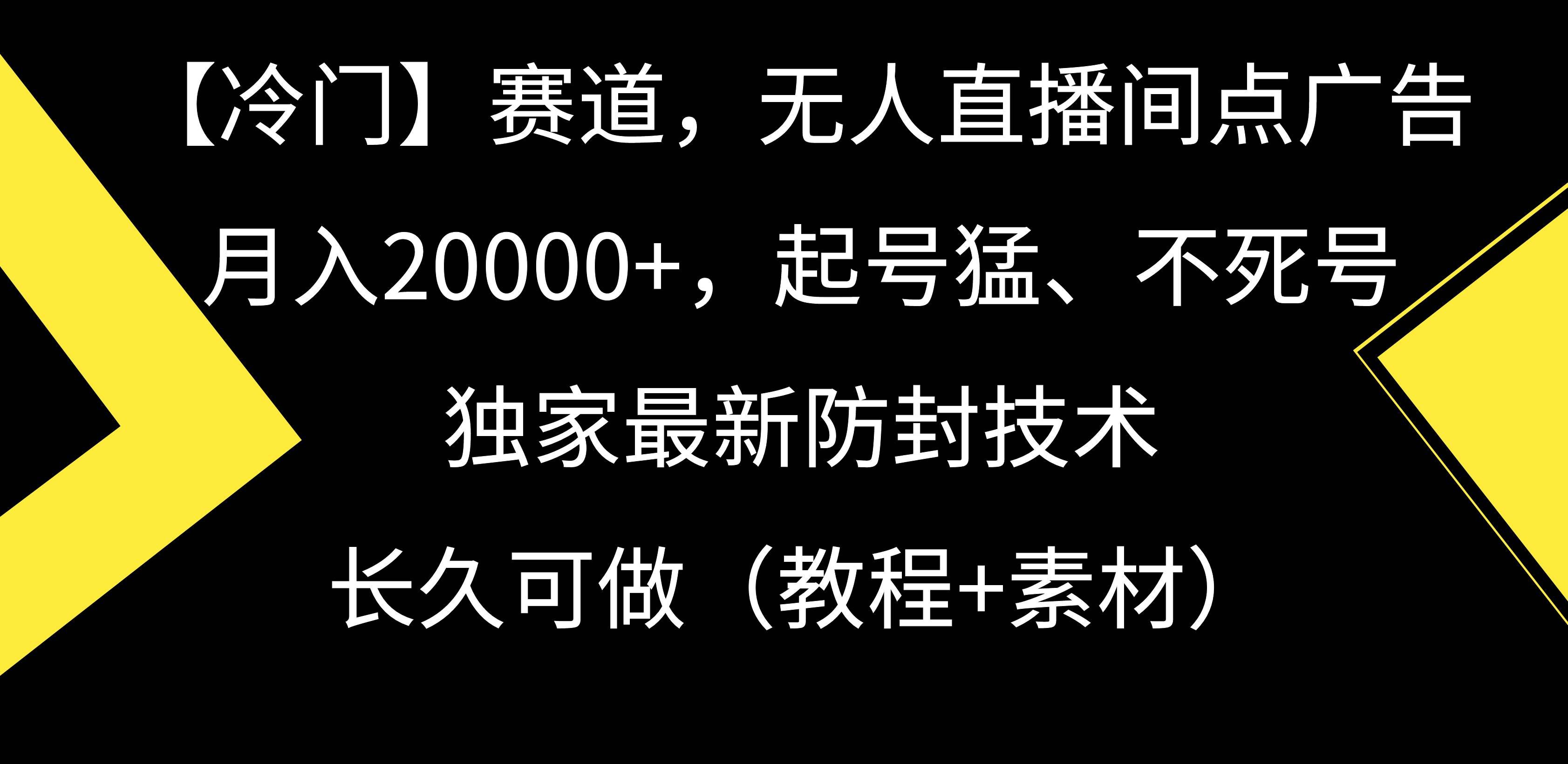（9101期）【冷门】赛道，无人直播间点广告，月入20000+，起号猛、不死号，独家最…-宇文网创