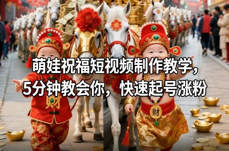 萌娃祝福短视频制作教学，5分钟教会你，快速起号涨粉-宇文网创