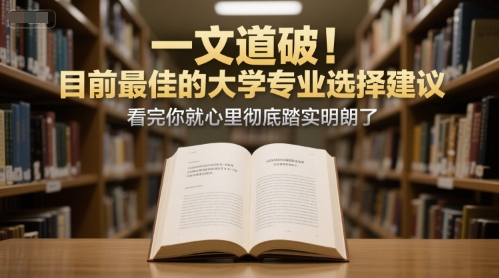付费文章:一文道破!目前最佳的大学专业选择建议,看完你就心里彻底踏实明朗了-宇文网创