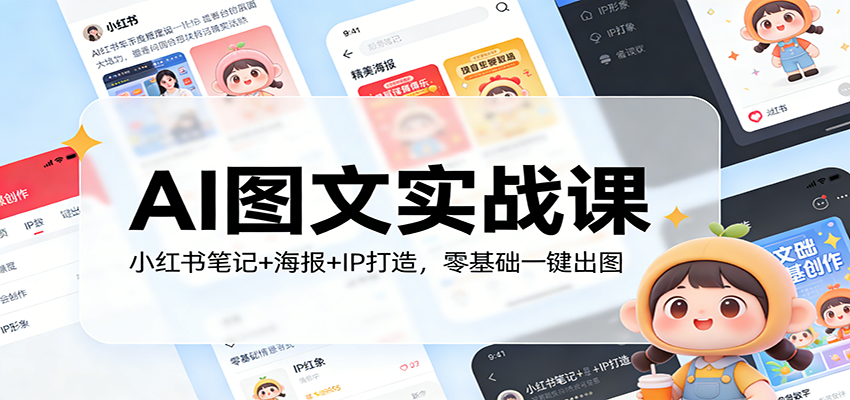 AI图文实战课：小红书笔记+海报+IP打造，零基础一键出图-宇文网创